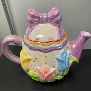Vintage Baum Bros Easter Floral Lustrous Collection Decorative Tea Pot